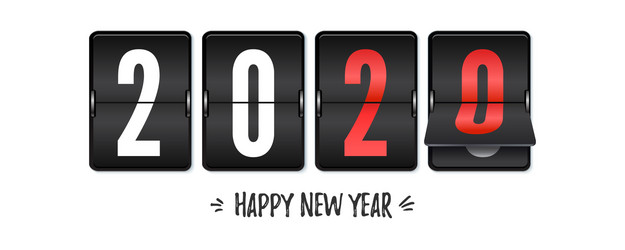 Retro Flip Clock New Year 2020 Countdown vector image