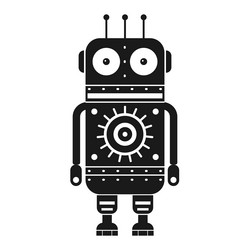 retro robot mechanical toy in outline design vector image