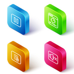 Set isometric line pause button online play video vector