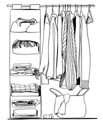wardrobe sketch clothes on the hangers hand
