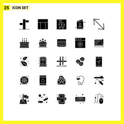 25 thematic solid glyphs and editable symbols vector
