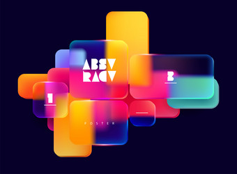 3d color squares and rectangles in glass morphism vector image