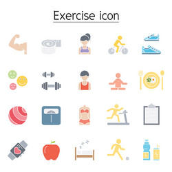 exercise icon set in flat color style vector image