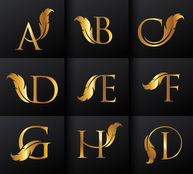 Feather typeface monogram initial letters Vector Image