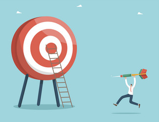 man with dart runs towards board vector image