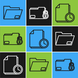 Set line document folder with clock vector