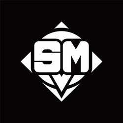 Sm logo initial with circle line cut design Vector Image