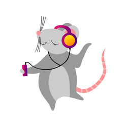 cute cartoon mouse listening to a palyer Vector Image