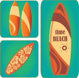 different surfboards with same color but vector image