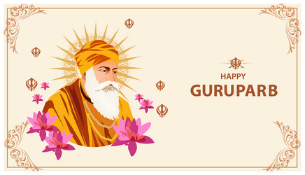 happy gurpurab guru nanak dev ji blessings vector image