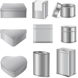 Set of metal boxes closed boxes Royalty Free Vector Image