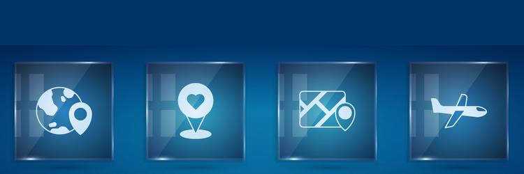 Set location on the globe with heart infographic vector