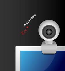 Web camera on monitor vector