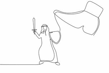 continuous one line drawing brave arabian vector