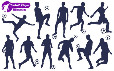 Male football player silhouettes Royalty Free Vector Image