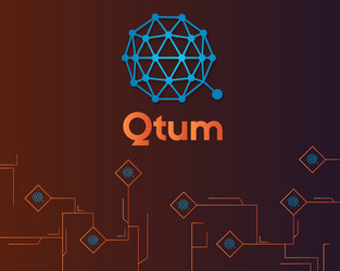 Qtum blockchain cryptocurrency on dark background vector