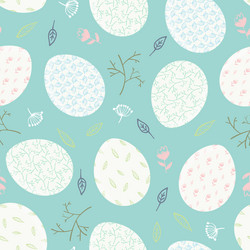 Tender pattern with easter eggs and branches vector