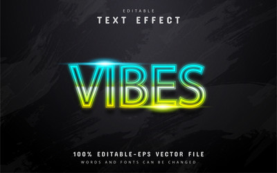 Vibes text neon gradient style effect vector