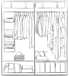 wardrobe sketch clothes on the hangers hand