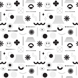 Black and white seamless pattern with abstract vector