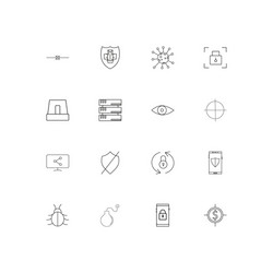 internet security linear thin icons set outlined vector image