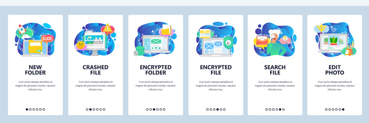 Mobile app onboarding screens computer security vector