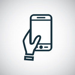 Holding smartphone icon for web and ui vector