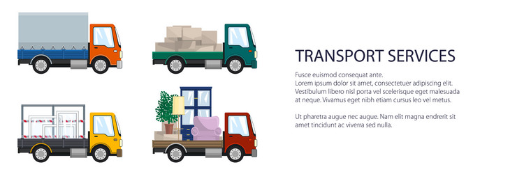 Small trucks with different loads vector