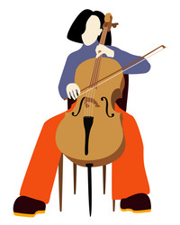 woman playing violoncello isolated vector