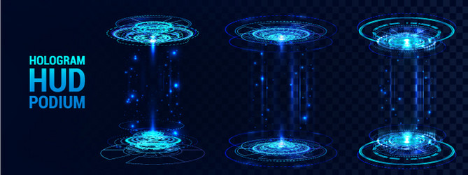collection gui ui podiums holograms in hud style vector image