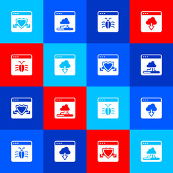 set browser with shield cloud technology data vector image