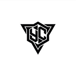 Yc logo monogram hexagon shape with triangle Vector Image