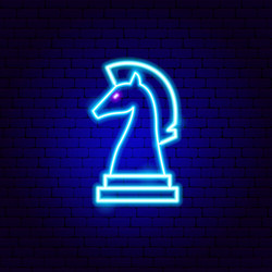 Chess knight neon sign vector