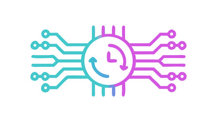 circuit board with time clock tech efficiency vector image