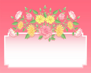 floral rose flowers and leaves decoration Vector Image