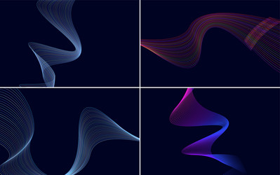 set of 4 geometric wave pattern backgrounds vector image