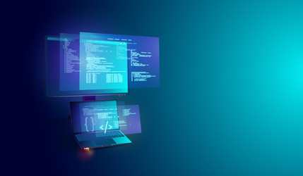 Coding and Development on Laptop Screen vector image