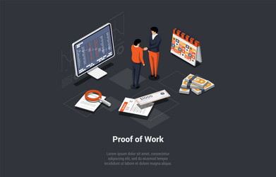concept of blockchain technology pow systems vector image