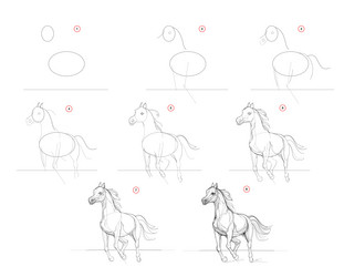 page shows how to learn draw sketch of running vector image