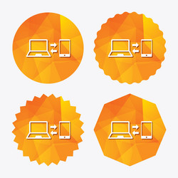 synchronization icon notebook with smartphone vector image