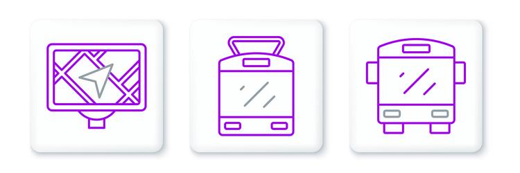 set line bus gps device with map and tram vector image