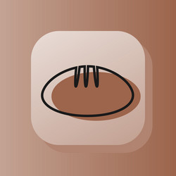 3d square button bread on outline icon vector image