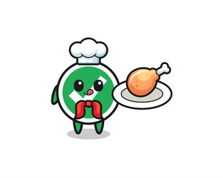 check mark fried chicken chef cartoon character vector