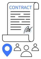 contract document with signature group icons vector image