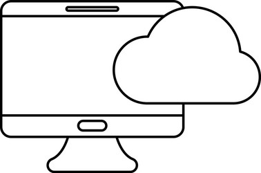 Desktop computer with cloud computing vector