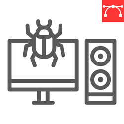 infected computer line icon security and pc virus vector image