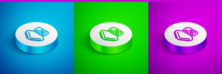isometric line computer processor vector image