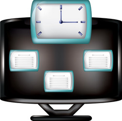 monitor with cloud computing and clock vector image
