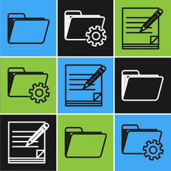 set line document folder blank notebook vector image