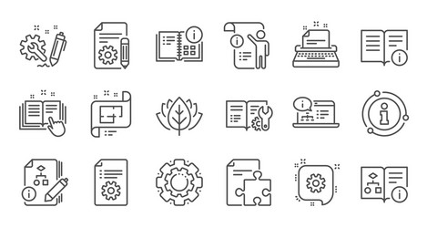 technical documentation line icons instruction vector image